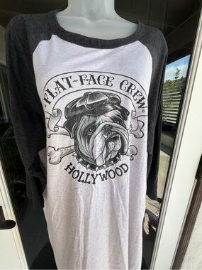 Flat-Face Crew Hollywood Graphic Raglan Tee - Black & White